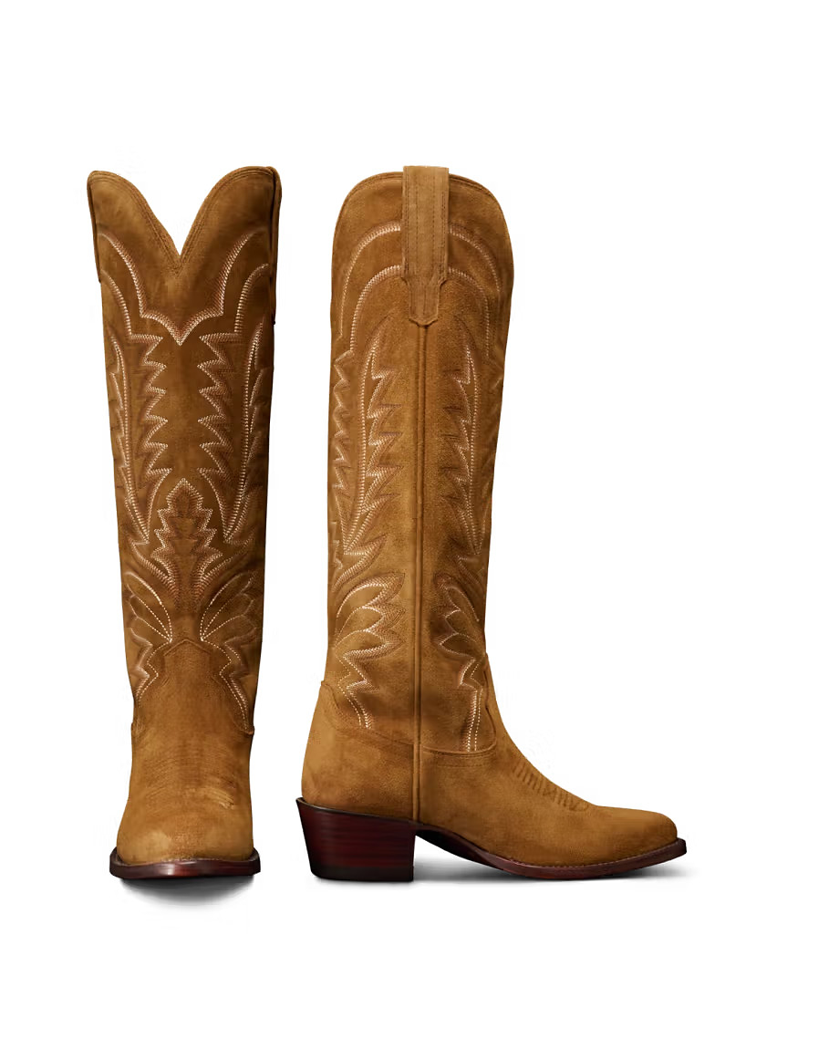 The Abby Tall Cowgirl Boot - Brown suede | Tecovas
