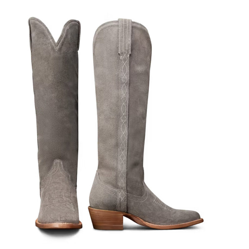 The Abby Tall Cowgirl Boot - Gray suede | Tecovas