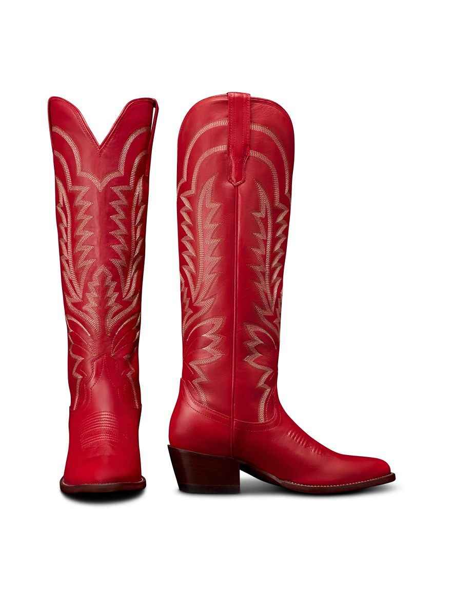 The Abby Tall Cowgirl Boot - Red cowhide | Tecovas