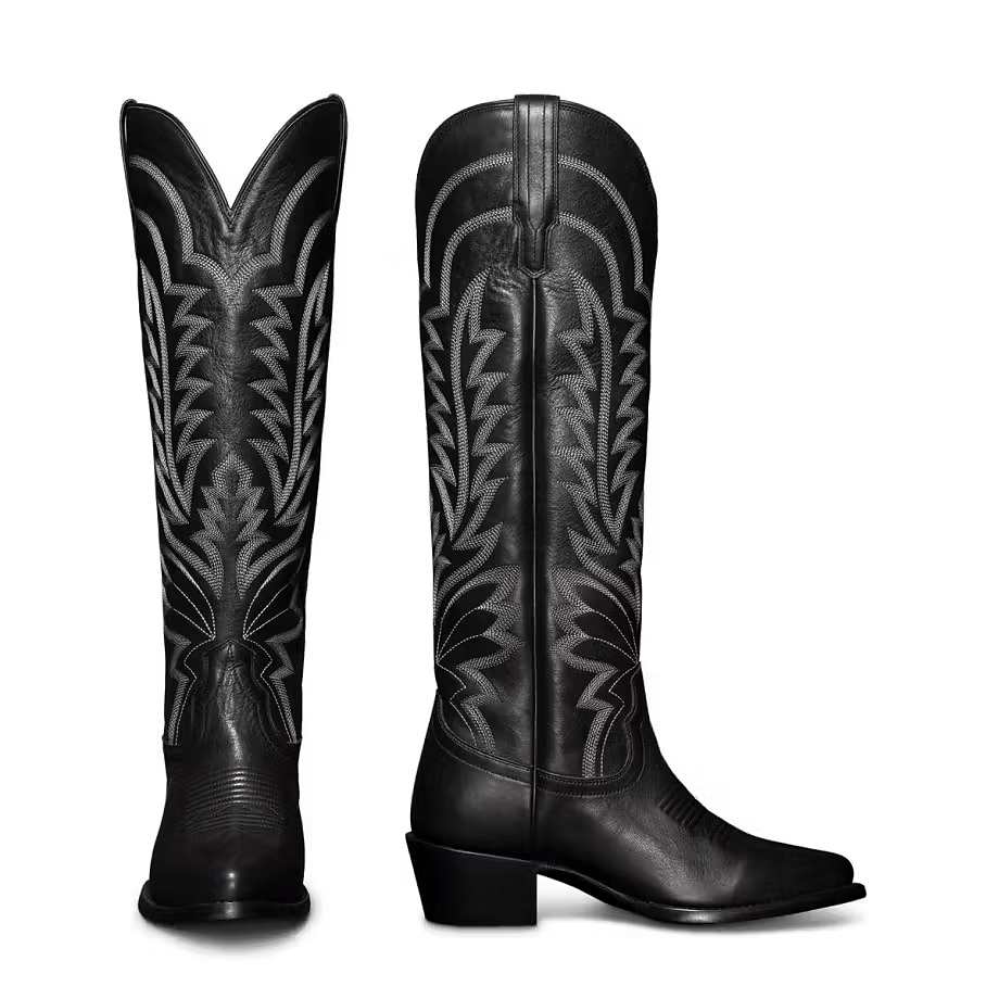 The Abby Wide Calf Cowgirl Boot - Black | Tecovas