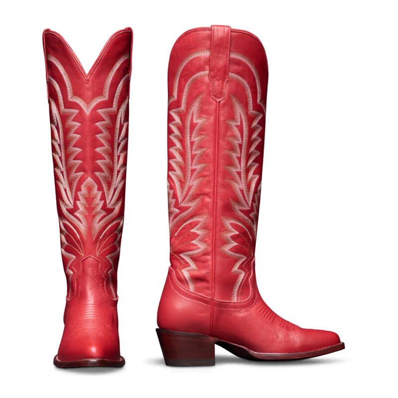 The Abby Wide Calf Cowgirl Boot - Red cowhide | Tecovas