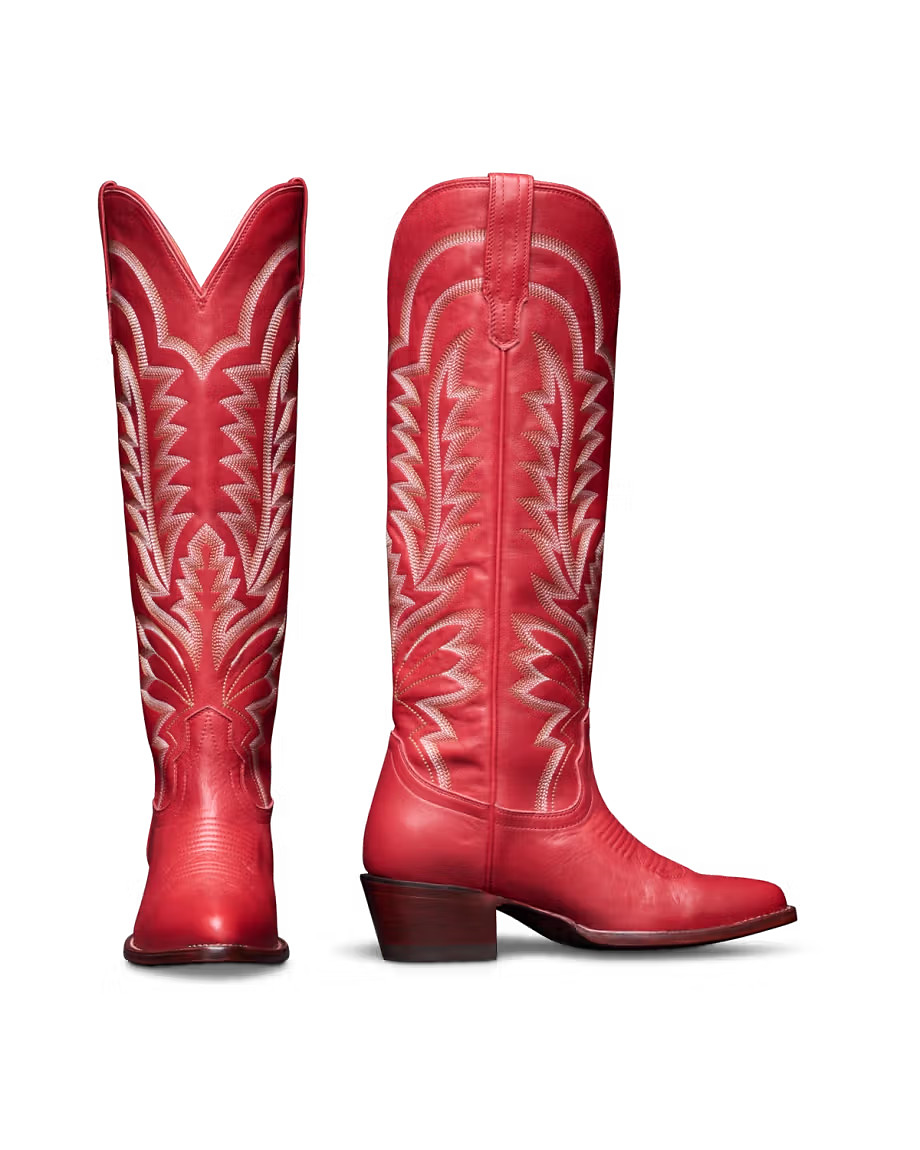 The Abby Wide Calf Cowgirl Boot - Red cowhide | Tecovas