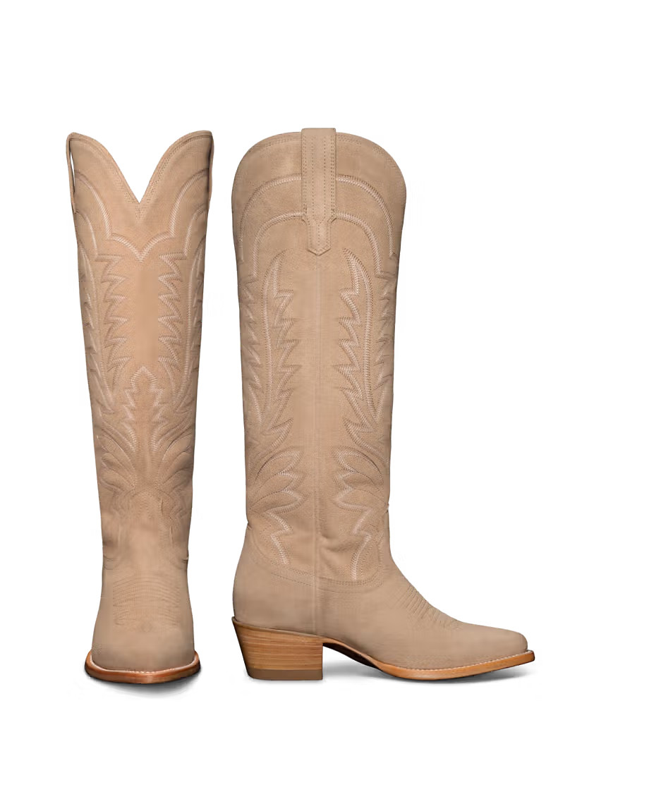 The Abby Wide Calf Cowgirl Boot - Tan suede | Tecovas