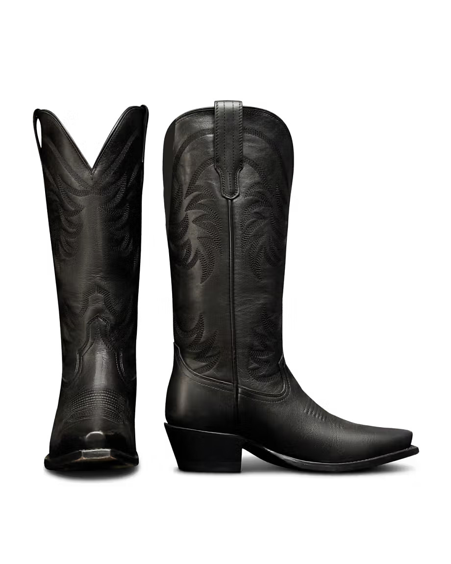 The Annie Cowgirl Boot - Black cowhide | Tecovas