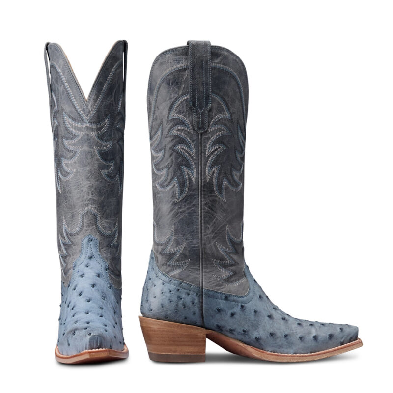 The Annie Cowgirl Boot - Blue ostrich | Tecovas
