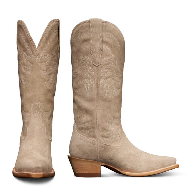 The Annie Snip Toe Cowgirl Boot - Tan suede | Tecovas