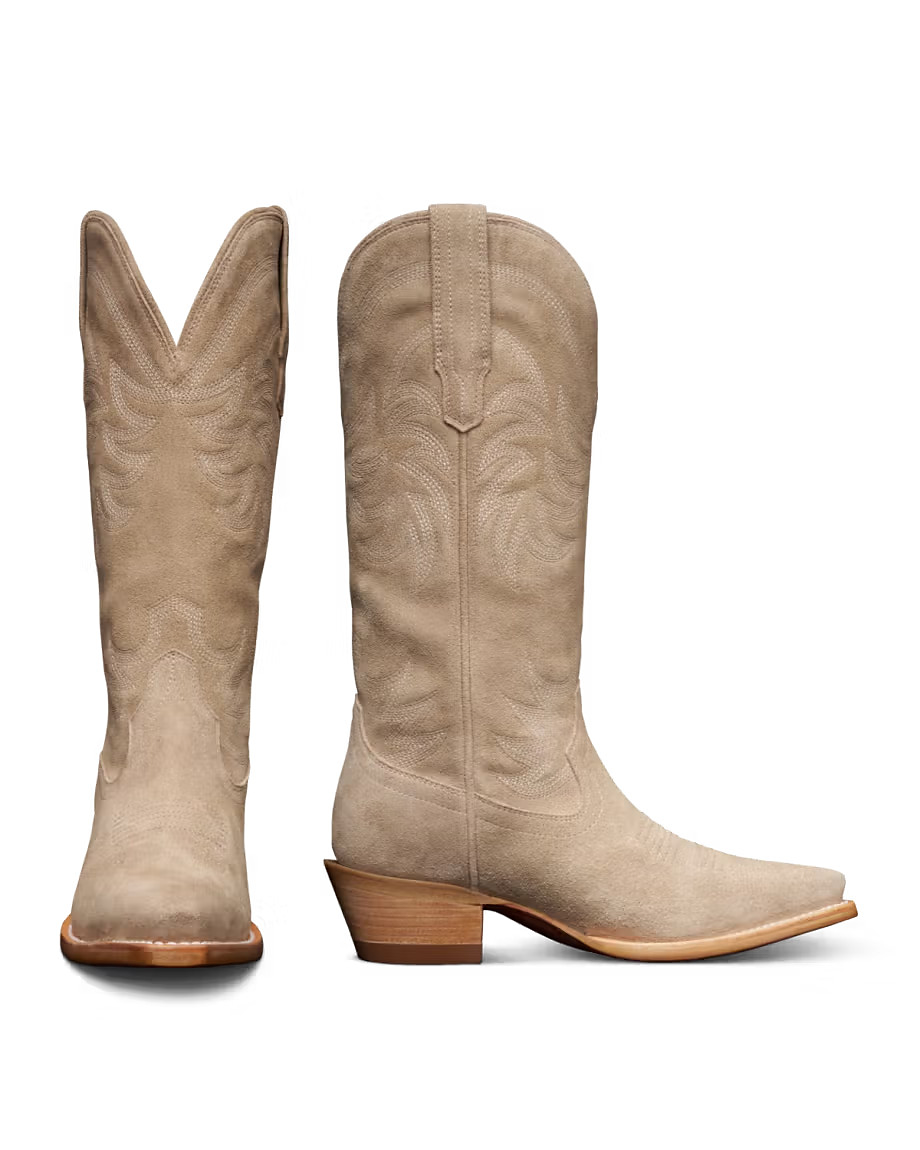 The Annie Snip Toe Cowgirl Boot - Tan suede | Tecovas