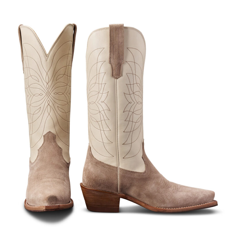 The Annie Snip Toe Cowgirl Boot - White suede | Tecovas