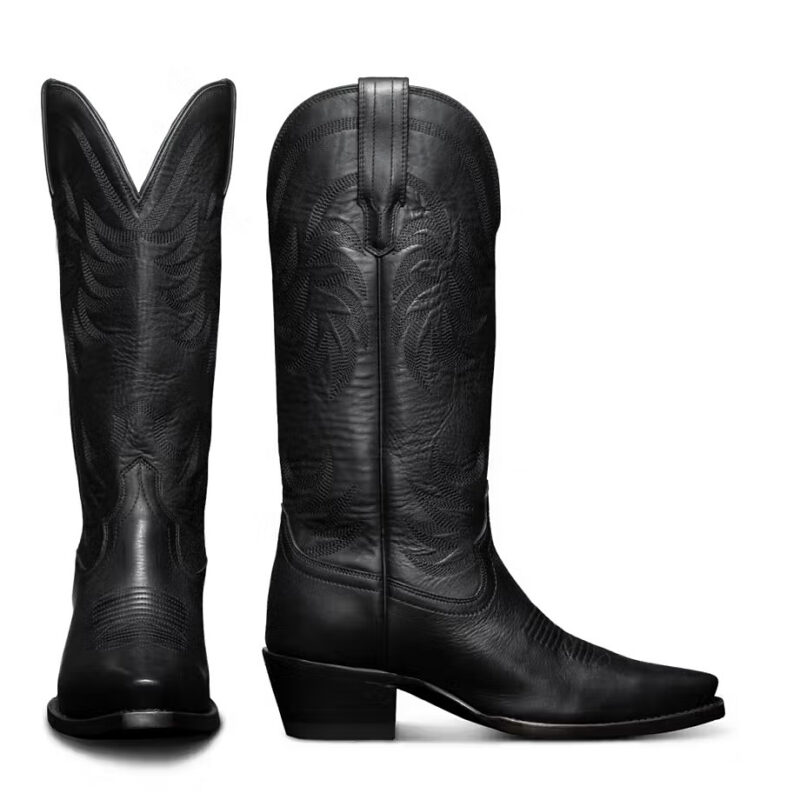 The Annie Wide Calf Cowgirl Boot - Black | Tecovas