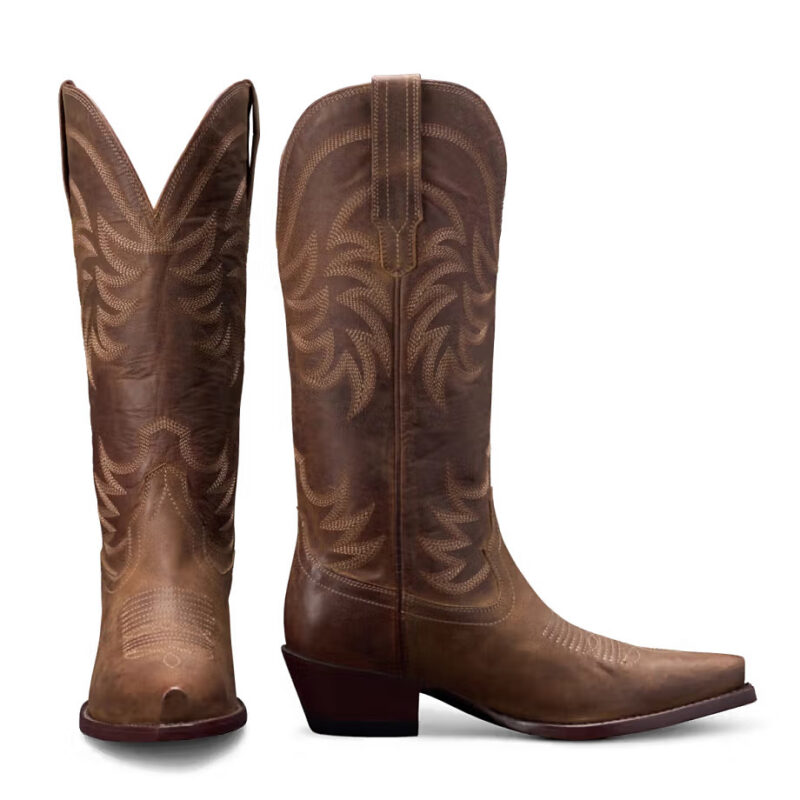 The Annie Wide Calf Cowgirl Boot - Brown goat | Tecovas