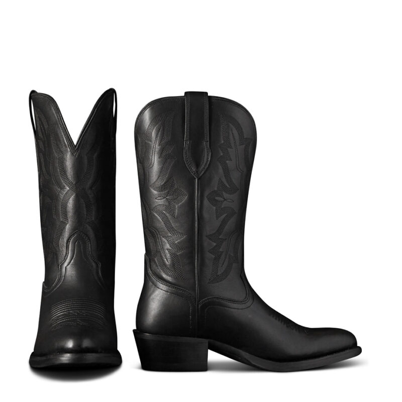 The Britt Cowgirl Boot - Black cowhide | Tecovas