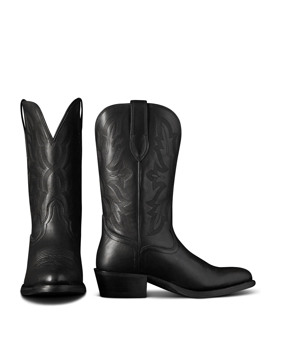 The Britt Cowgirl Boot - Black cowhide | Tecovas