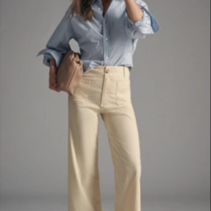 The Colette Ruffle-Hem Crop Wide-Leg Pants by Maeve