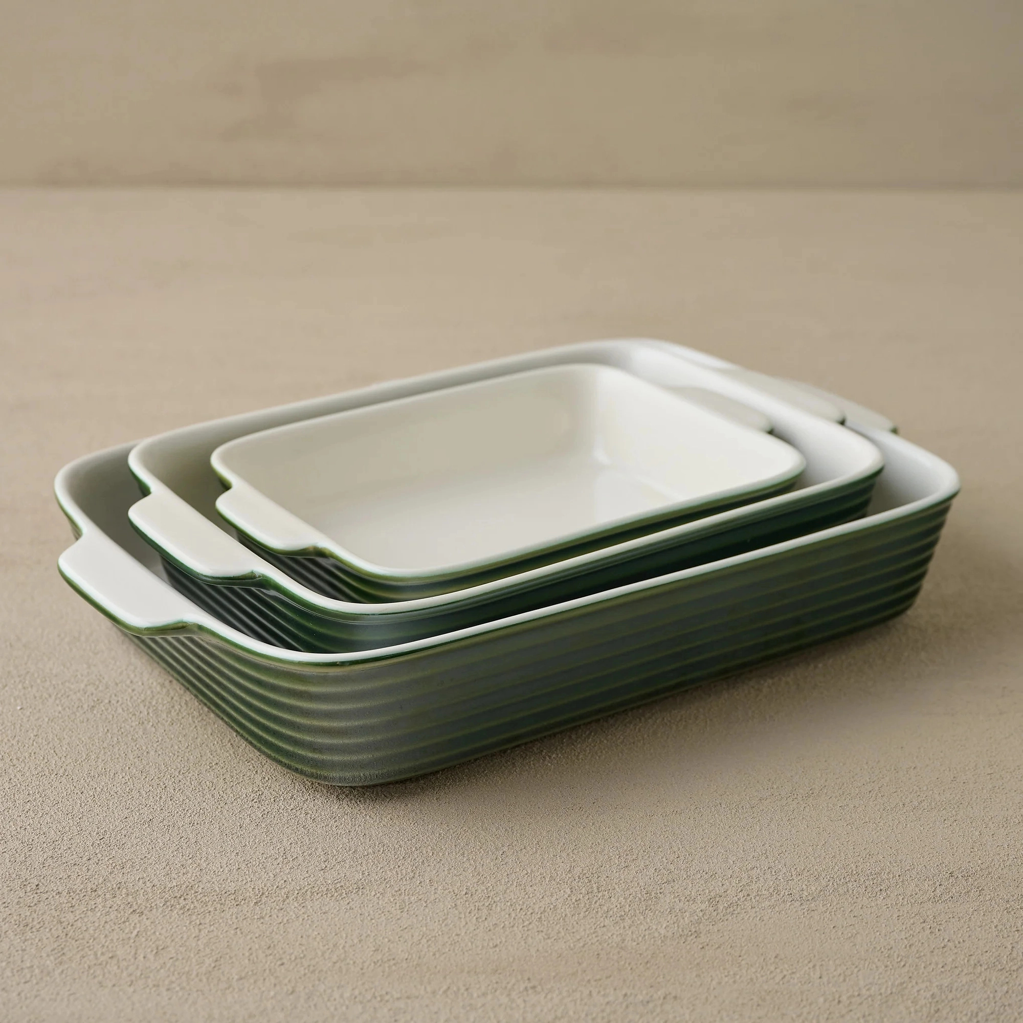 The Cottage Collection Forest Green Baking Dish Set of Three