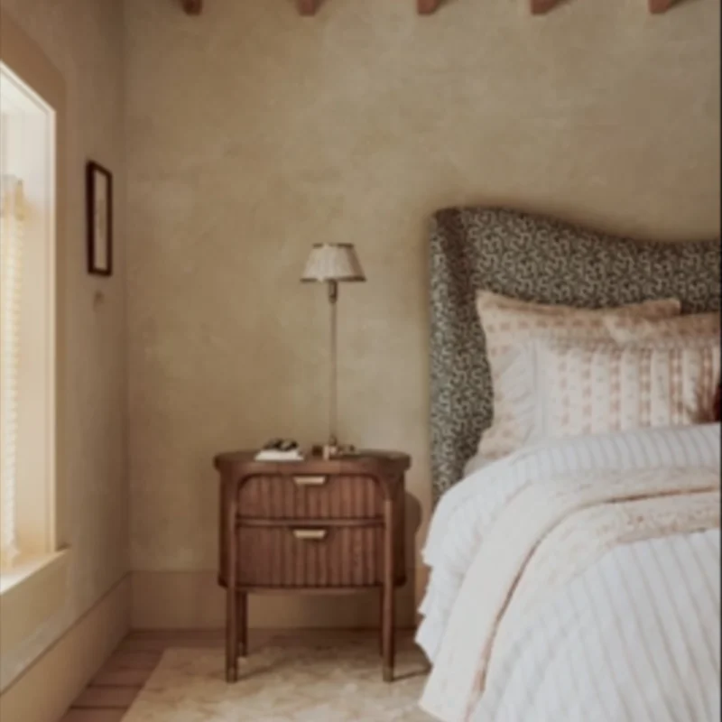 The Isla Fluted-Wood Two-Drawer Nightstand
