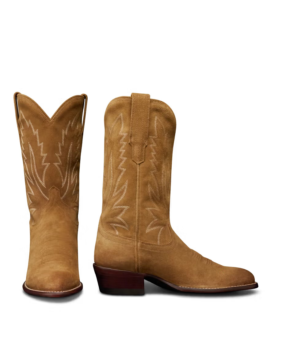 The Jamie Round Toe Cowgirl Boot - Tan suede | Tecovas