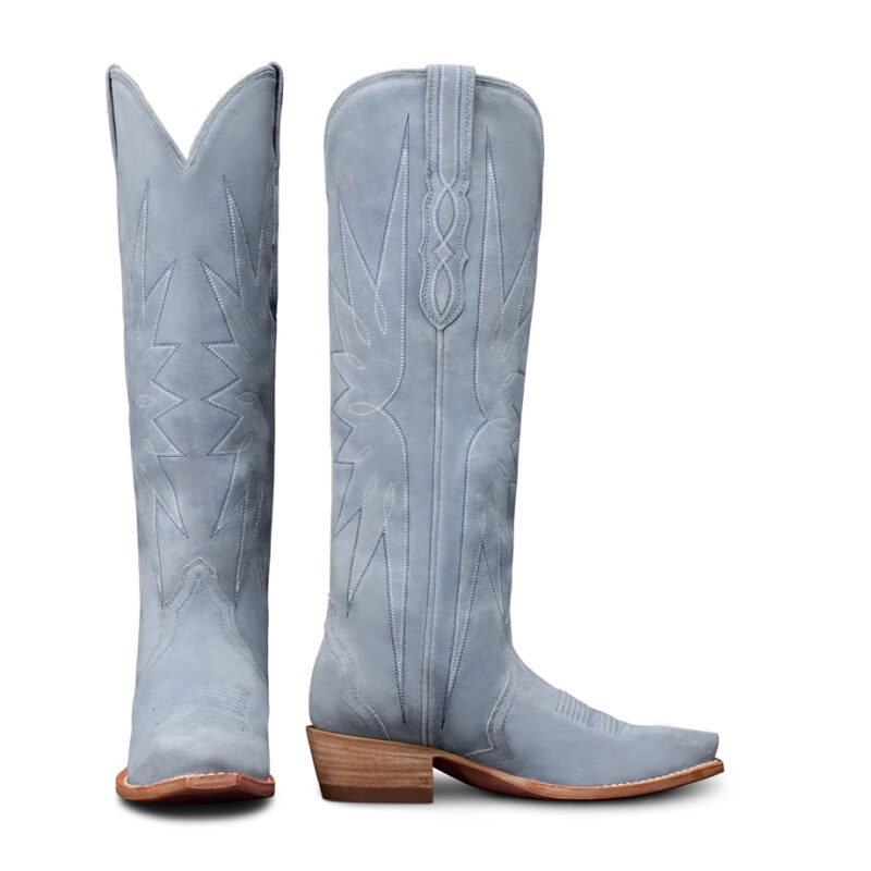 The Loretta Cowgirl Boot - Blue suede | Tecovas