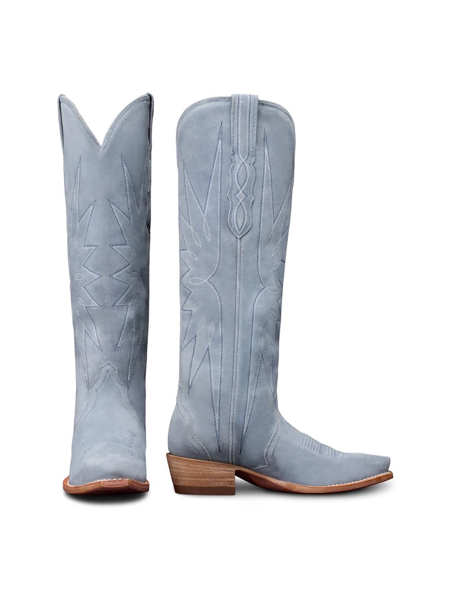 The Loretta Cowgirl Boot - Blue suede | Tecovas