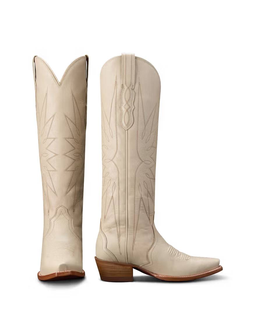 The Loretta Cowgirl Boot - White cowhide | Tecovas