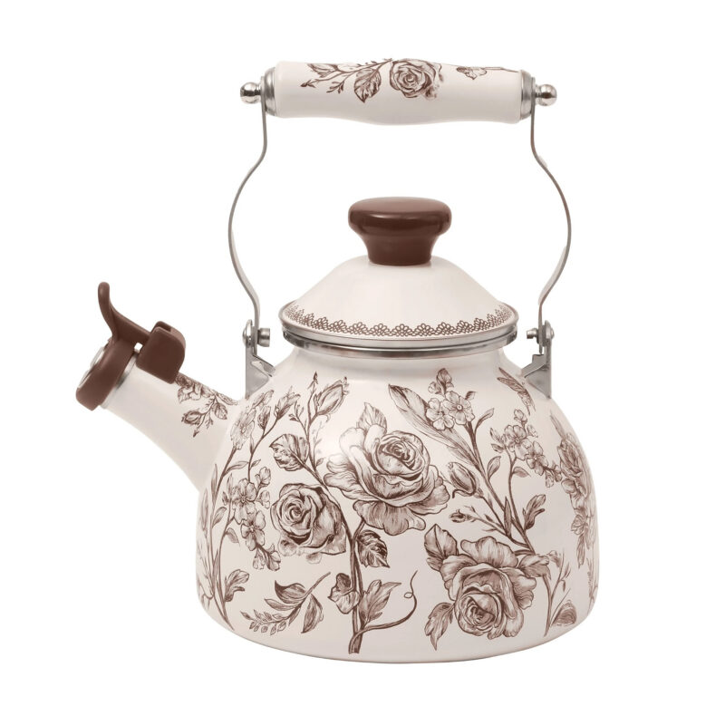 The Pioneer Woman 2.0-Quart Enamel on Steel Agatha Tea Kettle, Brown - Walmart.com