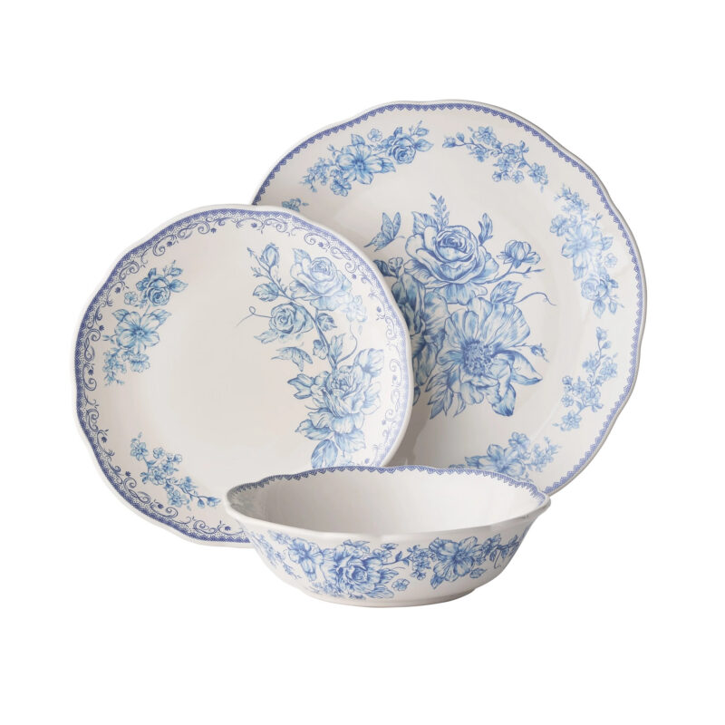 The Pioneer Woman Agatha 12-Piece Stoneware Dinnerware Set, Blue - Walmart.com