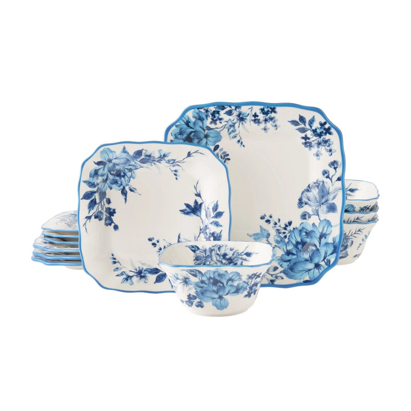 The Pioneer Woman Delilah 12-Piece Stoneware Dinnerware Set, Blue - Walmart.com