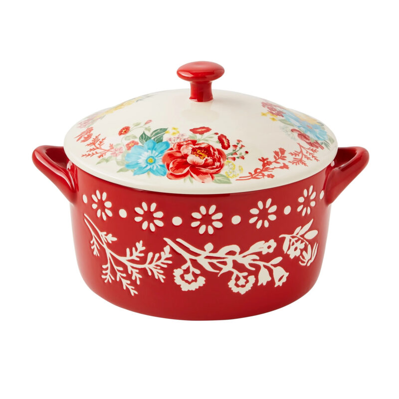 The Pioneer Woman Fancy Flourish Round Ceramic Casserole Dish with Lid - Walmart.com
