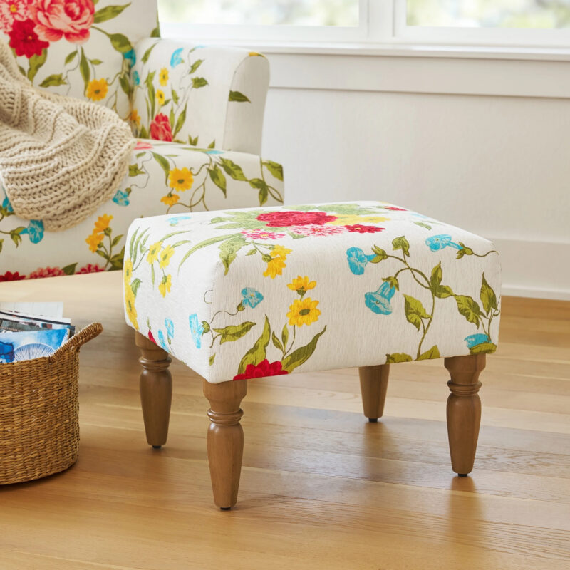 The Pioneer Woman Sweet Rose Ottoman, White, 17.25 in - Walmart.com