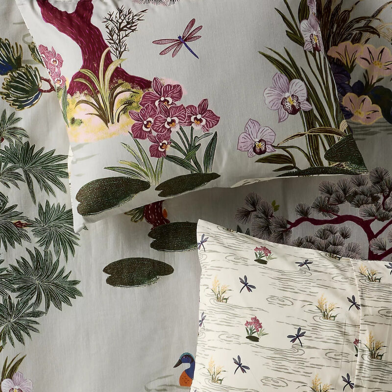 The Printed Cotton-Slub Pillow Shams, Set of 2