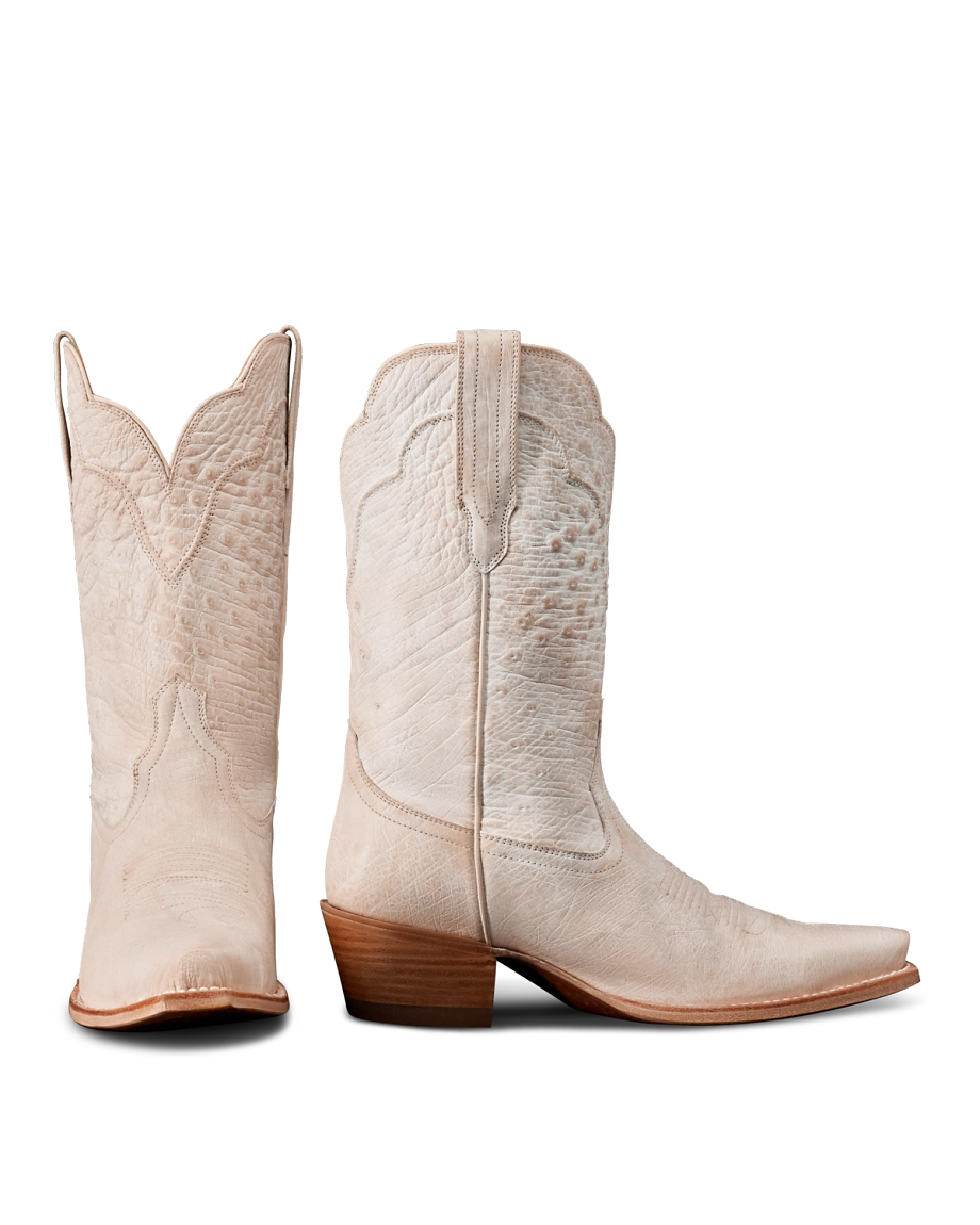 The Sadie Cowgirl Boot - White smooth ostrich | Tecovas