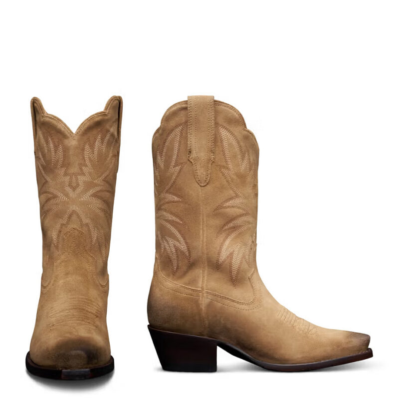 The Sadie Snip Toe Cowgirl Boot - Tan suede | Tecovas