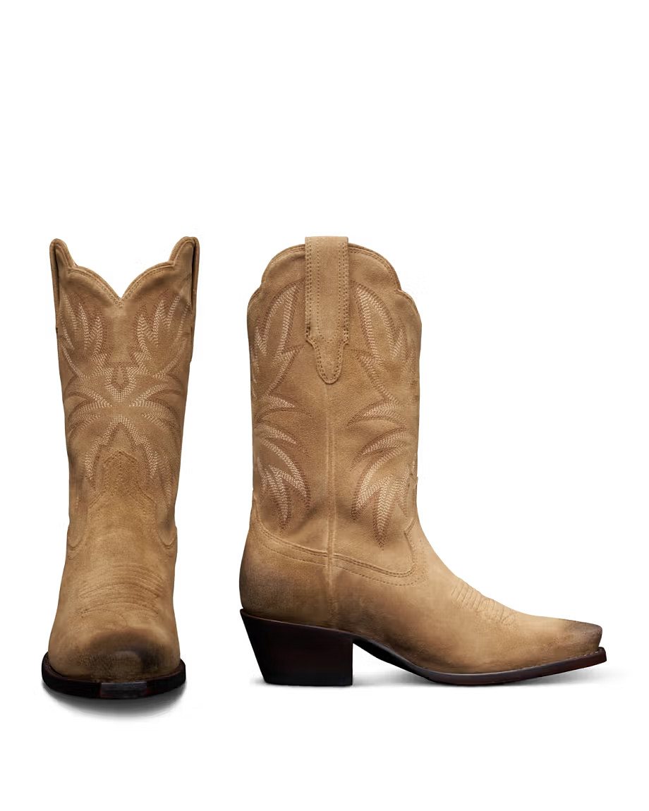 The Sadie Snip Toe Cowgirl Boot - Tan suede | Tecovas