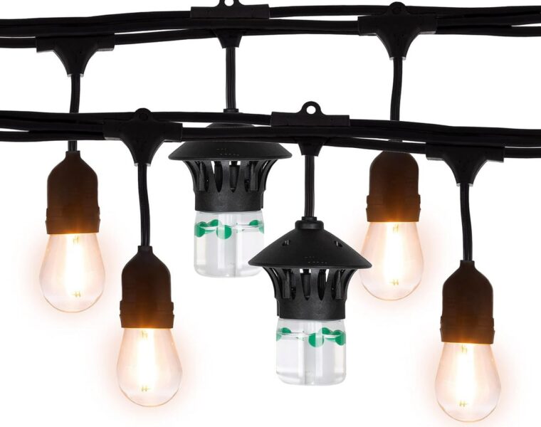 TIKI Brand Bitefighter Outdoor LED Weatherproof Proven Mosquito Repellent String Lights 36 Ft, Includes 3 Replaceable Repellent Pods