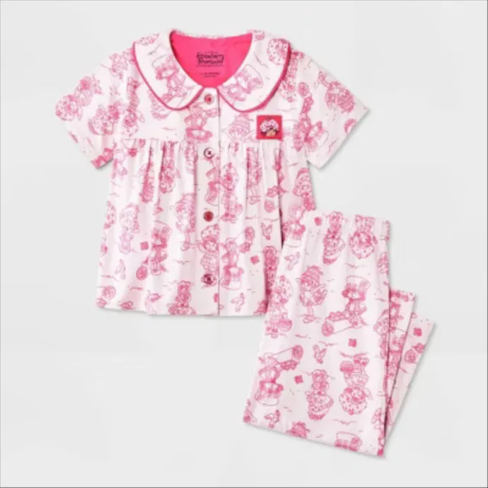 Toddler Girls' 2pc Strawberry Shortcake Coat Pajama Set - Pink 5T