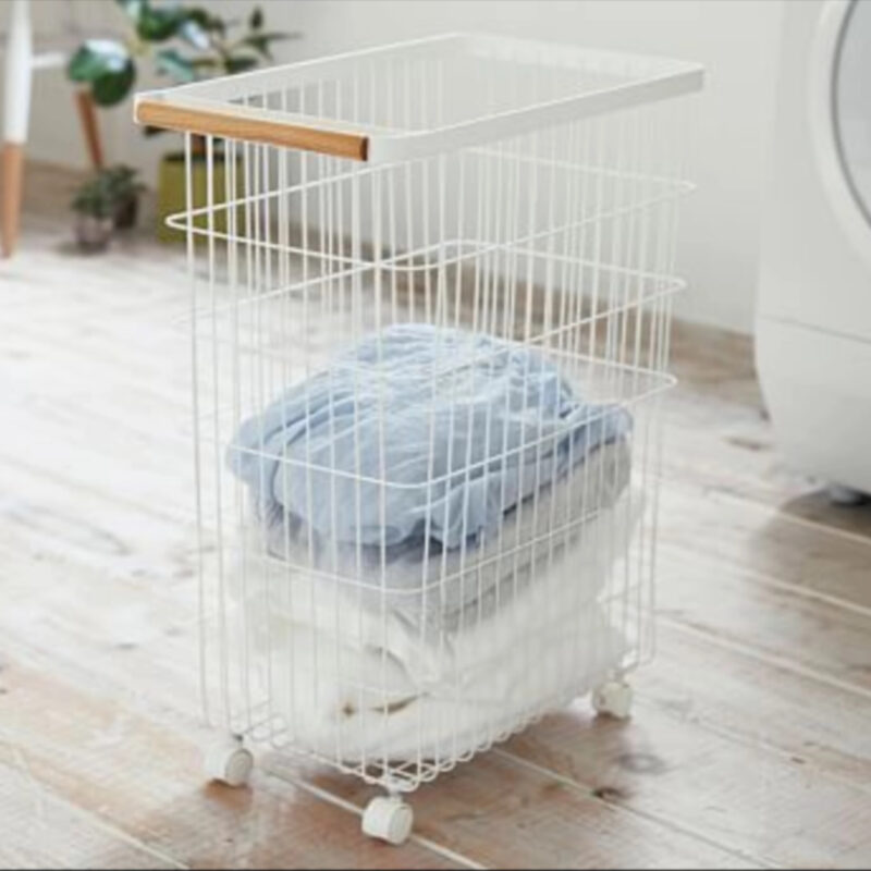 Tosca Slim Rolling Laundry Basket, White