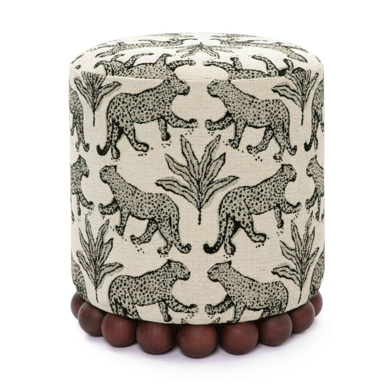 Tov Furniture Dex Taupe Leopard Jacquard Ottoman