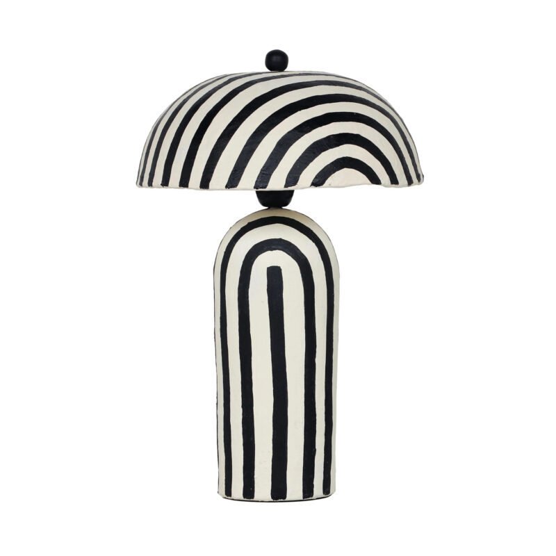 Tov Furniture Maiori Black Striped Papier Mache Table Lamp