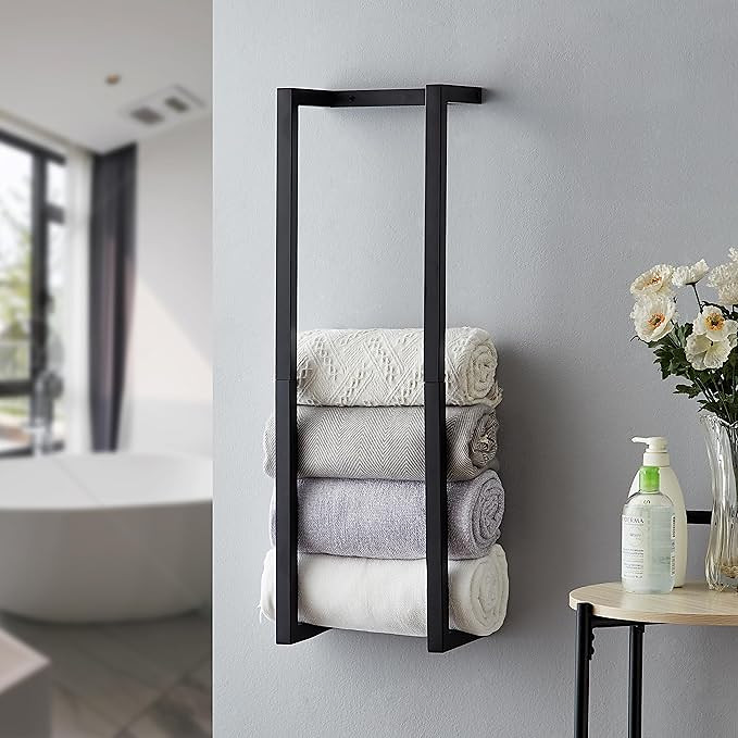 Towel Rack for Rolled Towels, Towel Rack for Bathroom,Wall Mounted Metal Bathroom Organizer, Bath...