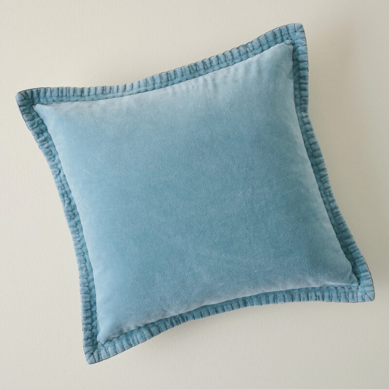 Townes Smoke Blue Velvet Pillow