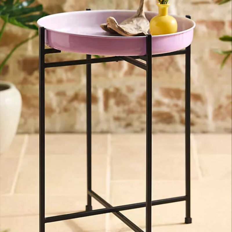 Tray Top Iron Side Table in Purple, Size: Large at Terrain