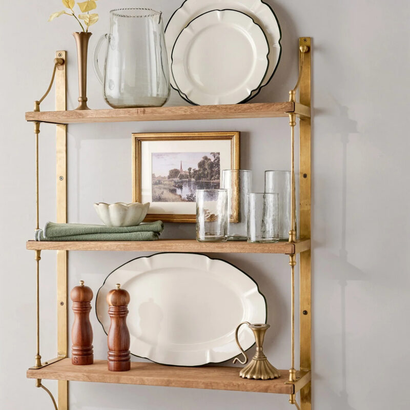 Triple Parker Brass and Wood Shelf magnolia