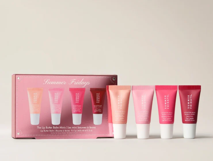 Summer Fridays Lip Butter Balm Minis gift set with four pink and berry lip balms.