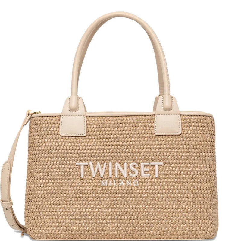 TWINSET raffia tote bag - Neutrals