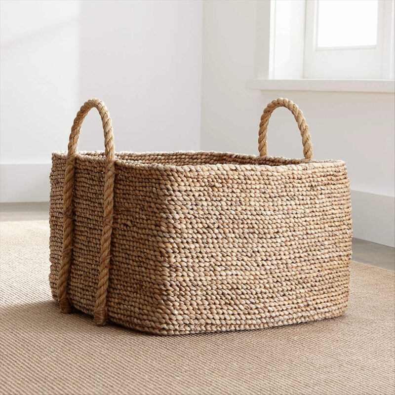 Tyler Square Basket With Rope Handle Low + Reviews | Crate & Barrel