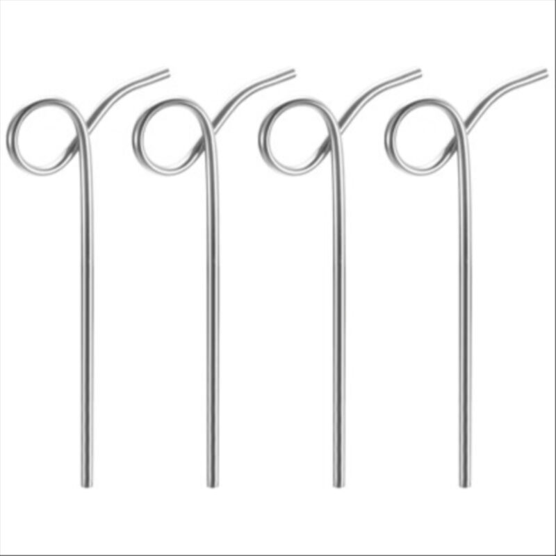 Unique Bargains 304 Stainless Steel Durable Heat Resistant Curly Shaped Design Drinking Straw 4 Pcs Silver Tone