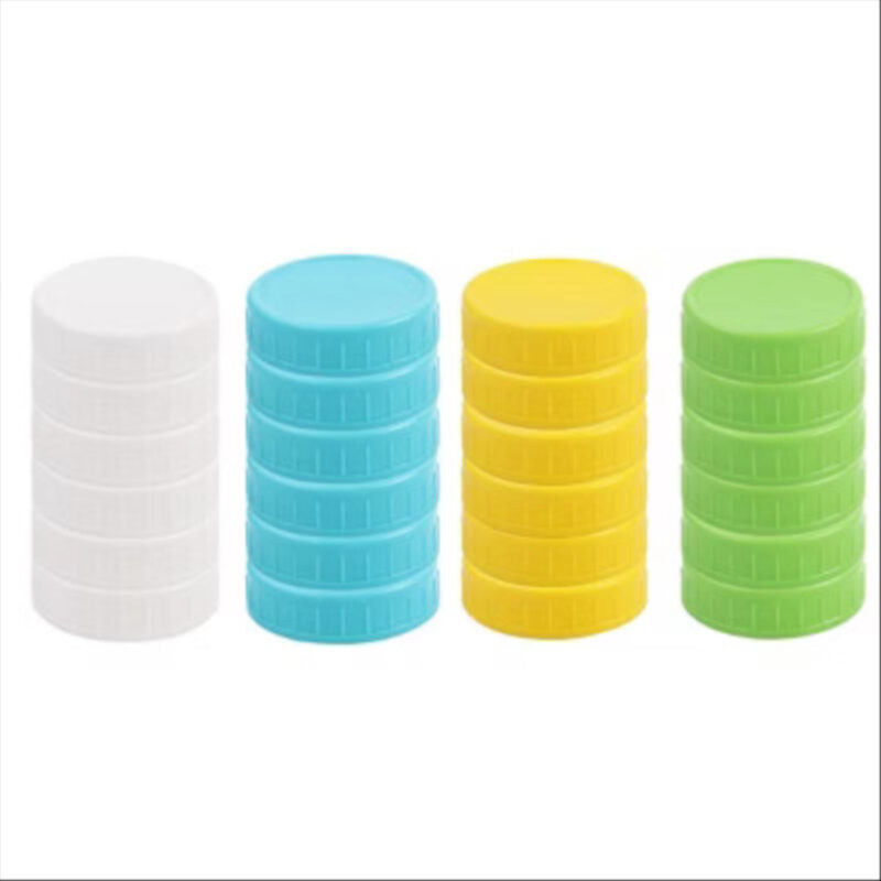 Unique Bargains Plastic Leak-Proof Regular Mason Canning Jars Lids 24 Pcs
 Sky Blue+Yellow+Green+White