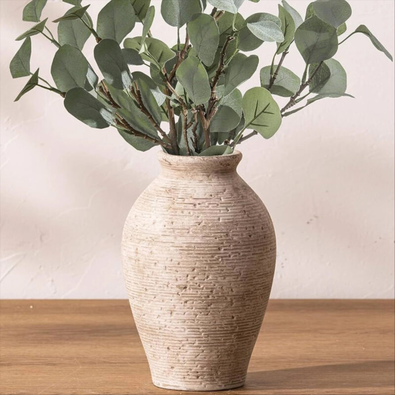 Vanselia Ceramic Flower Vase Home Decor - Large Farmhouse Table Vases Rustic Vintage Living Room ...