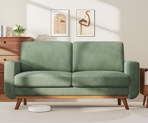 Vesgantti 68" Loveseat Sofa - Green, Comfy Corduroy with Spring Cushion, Solid Wood Frame, Modern...