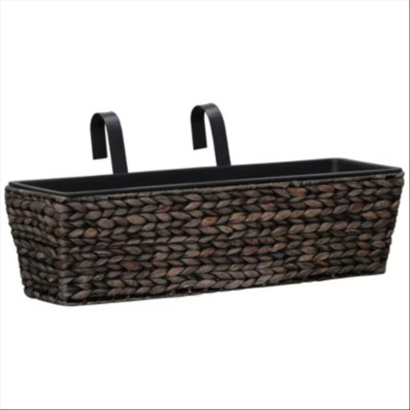 vidaXL Garden Planter Set of 2 Brown Water hyacinth, steel - Dark Brown