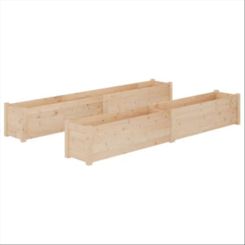 vidaXL Solid Wood Pine Garden Planters, Rectangular Outdoor Flower Containers, 78.7"x12.2"x12.2", Weather-Resistant, Durable, Natural Look, Pack of 2
